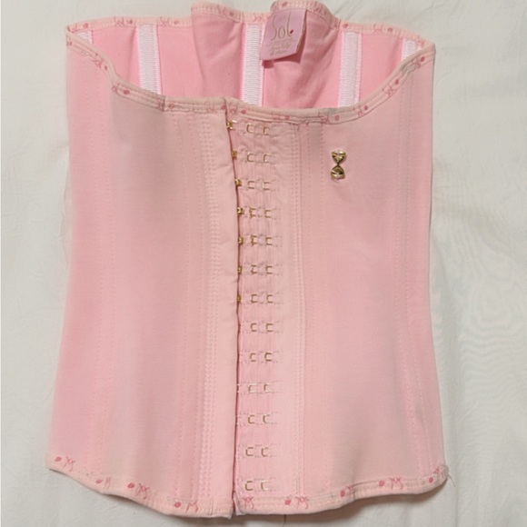 Pink and Gold Satin Shapewear Corset - Picture 1 of 2
